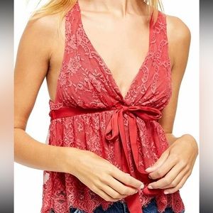 Free People Chante Lace Frenchie Kiss Tank Top Size Medium NWT Shirt Blouse